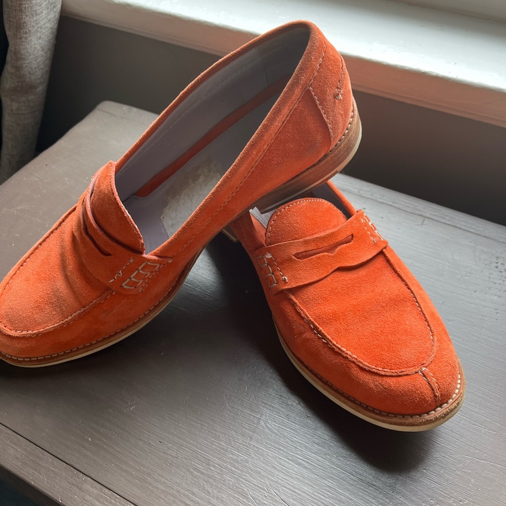 Johnston & Murphy Orange Suede Loafers Flats